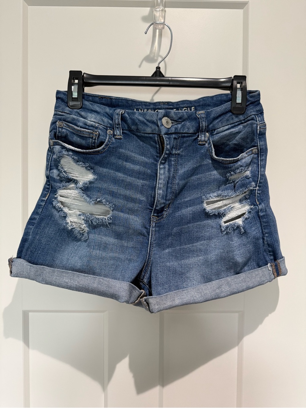 American Eagle curvy hi-rise shortie jean shorts size 10 - next level stretch
